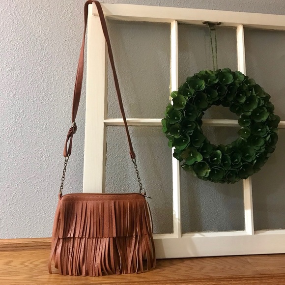 Mossimo Supply Co. Handbags - Fringe over the shoulder cross body purse brown